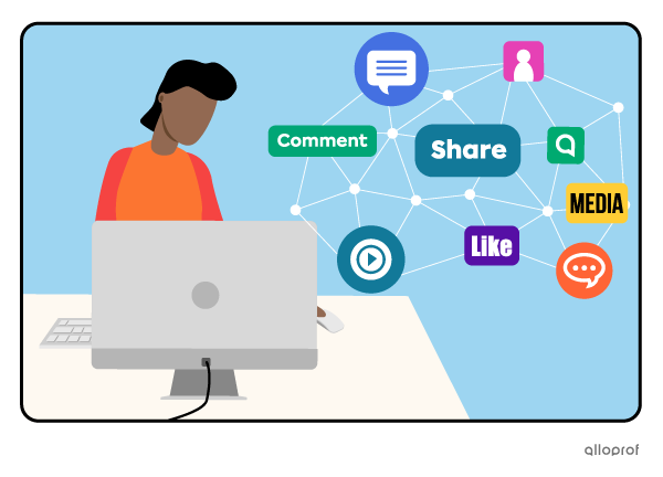 A person sharing their work on social media