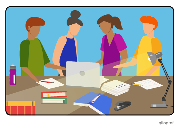 Students researching